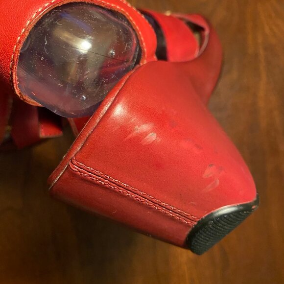 Vintage Liz Claiborne "Lizflex" Red Cranberry Leather Wedge  Sandals sz: 9 - Picture 14 of 15